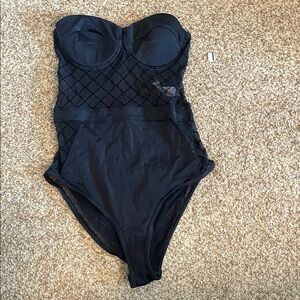 ASOS Black One-Piece Swimsuit with Textured Design